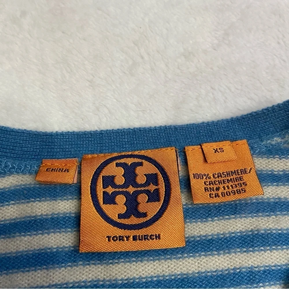 Tory Burch 100% Cashmere Striped Cardigan Sweater 51303